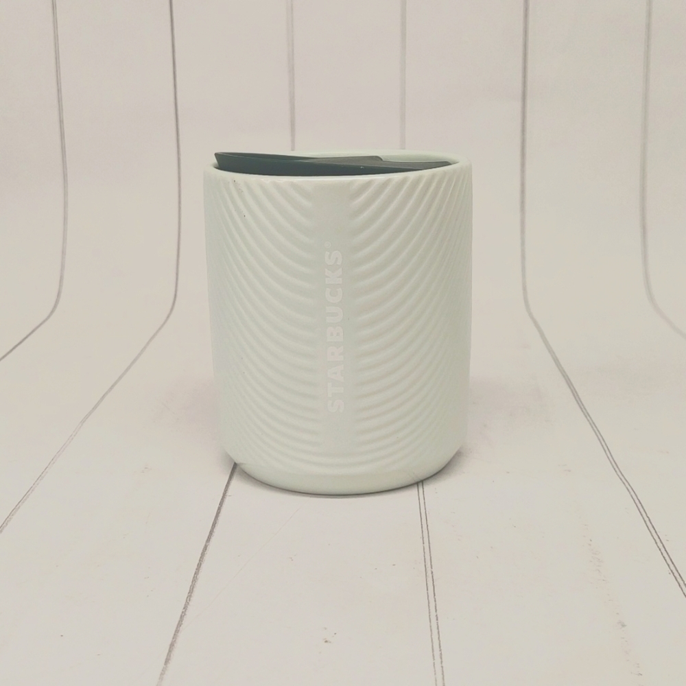Starbucks Mint Green Pearl Pearlescent Ribbed Ceramic Coffee Tumbler Mug